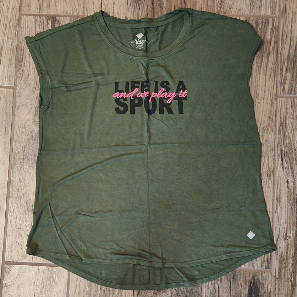 LuLaRoe Tenacious Relaxed Workout Tee Green Size Large